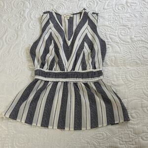 Monteau Los Angeles Top Juniors Stretch Size M White Blue Anthropologie